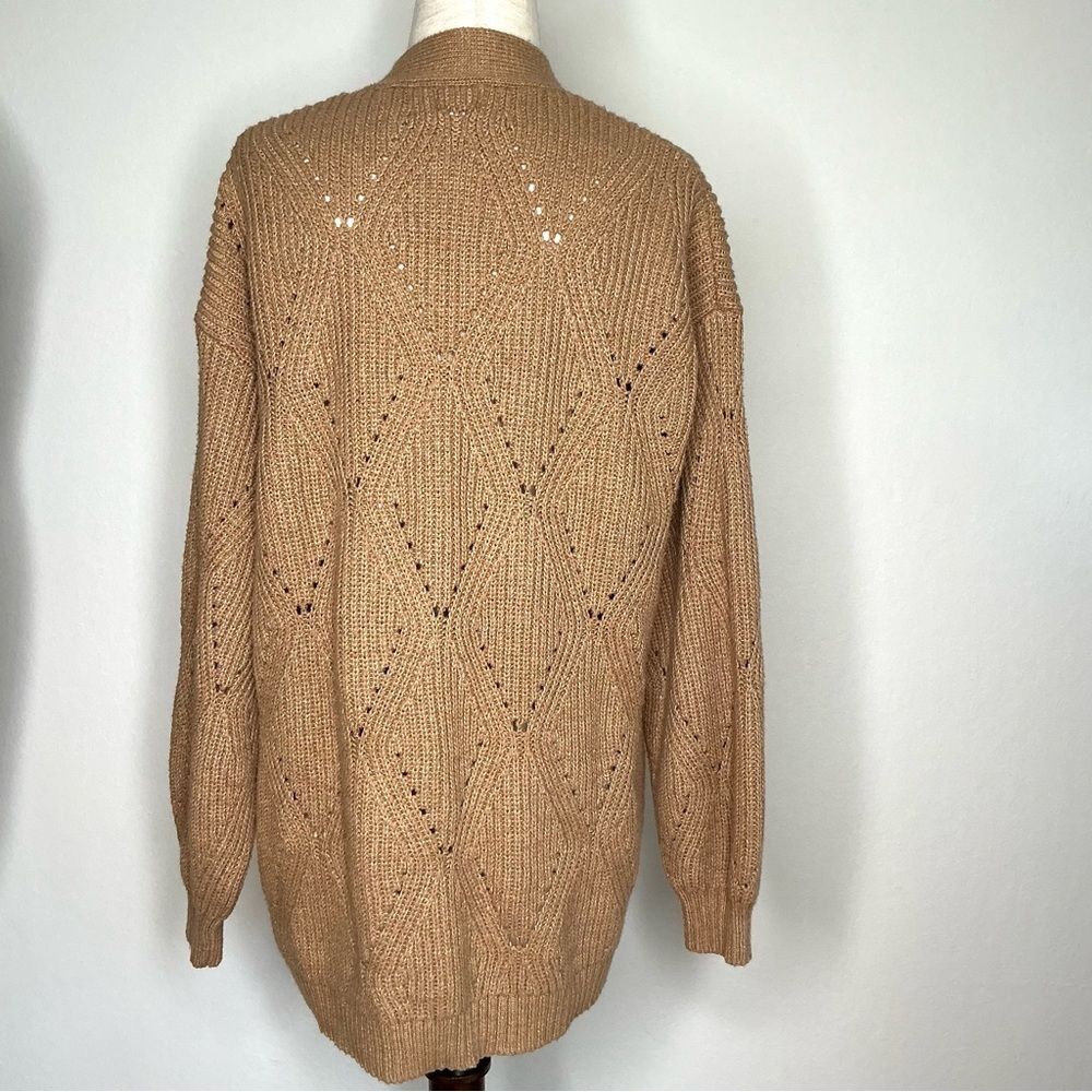 Cozy Tan Knit Cardigan Sweater Size Medium - Picture 7 of 15